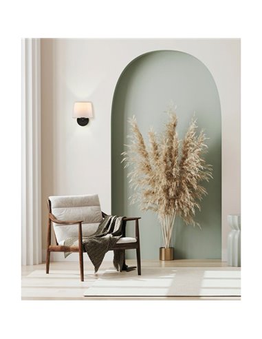 Aplique de pared con pantalla blanca Texturado STILO, 15W E27 - Dimensiones: ↔ 25,9cm | ↕ 23,2cm