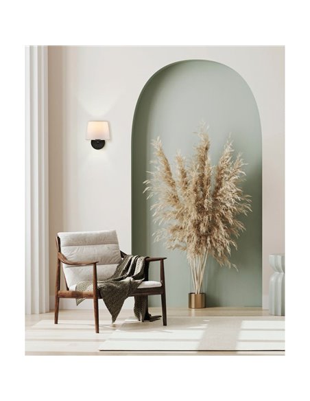 Aplique de pared con pantalla blanca Texturado STILO, 15W E27 - Dimensiones: ↔ 25,9cm | ↕ 23,2cm