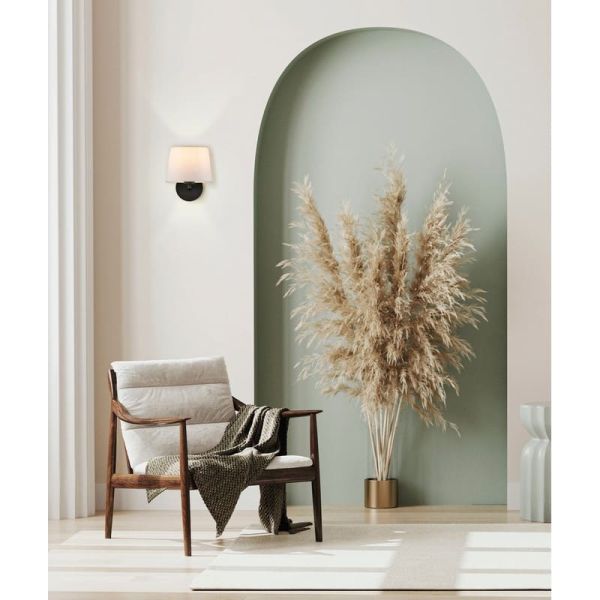 Aplique com abajur STILO texturizado branco, 15W E27 - Dimensões: ↔ 25,9cm | ↕ 23,2cm