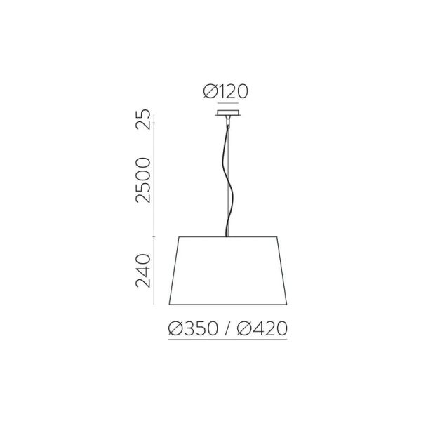Luminária de teto pendente STILO com cúpula branca texturizada, Ø 42/62 cm LED E27 15W