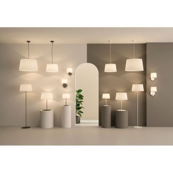 Suspension STILO avec abat-jour blanc texturé, Ø 42/62 cm LED E27 15 W