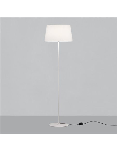 Lámpara de pie STILO Blanco con interruptor de botón en cable, LED E27 15W