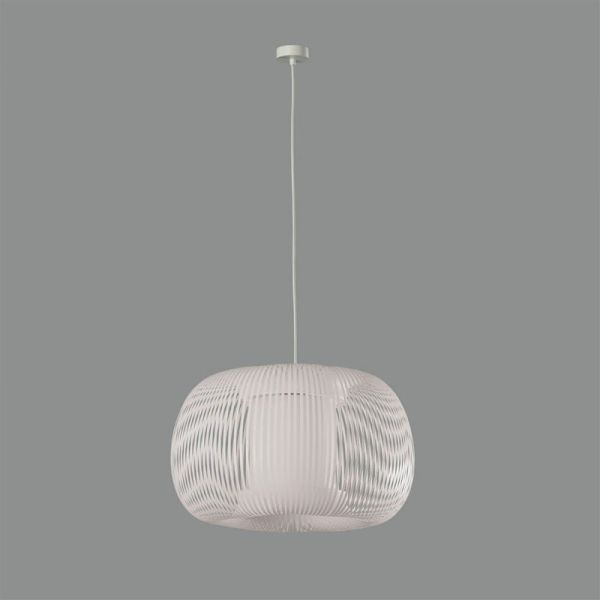 Luminária de teto pendente MIRTA branca, com kit texturizado branco ou preto, Ø 38cm LED E27 15W