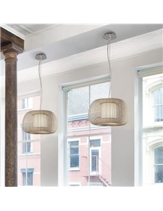 Luminária Pendente de Teto MIRTA Piedra, com Kit Texturizado Branco ou Preto, Ø 38cm LED E27 15W 2