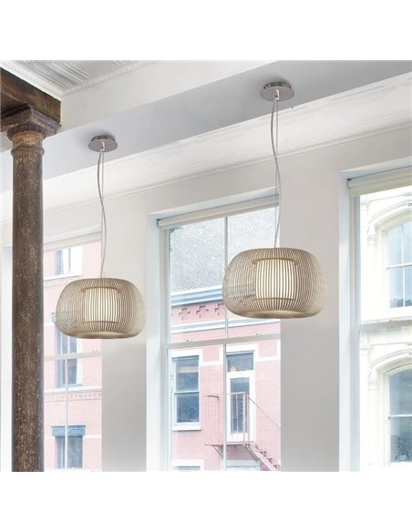 Luminária Pendente de Teto MIRTA Piedra, com Kit Texturizado Branco ou Preto, Ø 38cm LED E27 15W