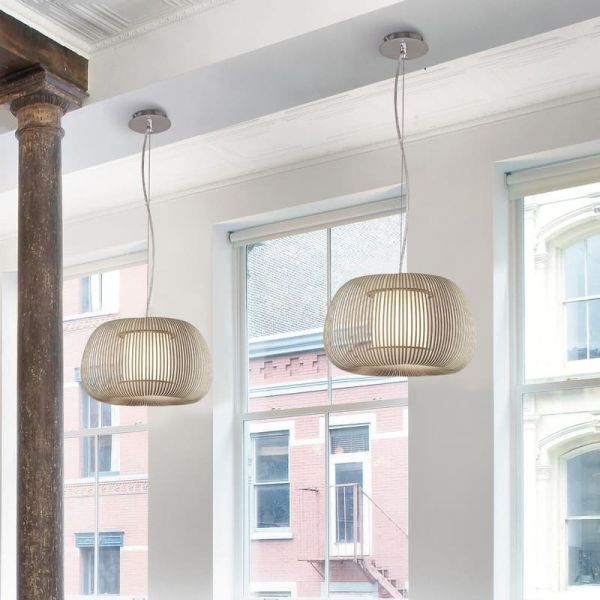 Suspension MIRTA Piedra, kit texturé blanc ou noir, Ø 38 cm, LED E27 15 W