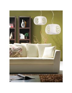 Lámpara Colgante MIRTA Blanco, con Kit Blanco o Negro Texturizado, Ø 45cm LED E27 15W 2