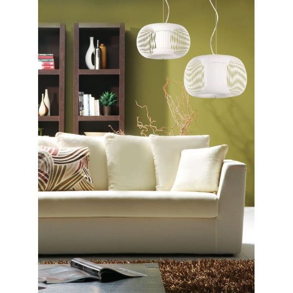 Suspension MIRTA blanche, avec kit texturé blanc ou noir, Ø 45 cm LED E27 15 W