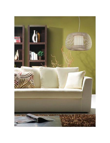 Lámpara Colgante MIRTA Piedra, con Kit Blanco o Negro Texturizado, Ø 45cm LED E27 15W