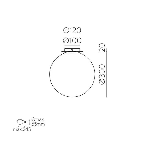 Plafón de techo PARMA Ø 30cm Oro Viejo o Negro Mate/Opal, LED E27 15W, IP44