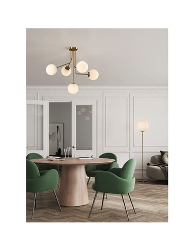 Plafonnier Suspension PARMA 5 Lumières Vieil Or ou Noir Mat/Opale, 5x15W (LED E27 max. Ø45 mm)