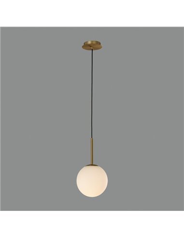 Lámpara Colgante PARMA Ø18cm  Oro Viejo Mate o Negro /Opal, LED E27 15W, IP44