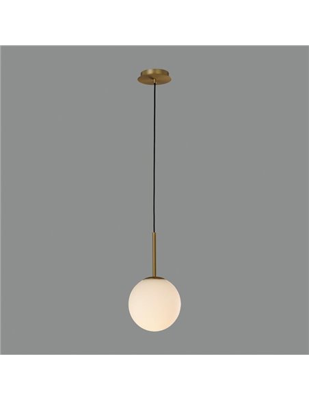 Lámpara Colgante PARMA Ø18cm  Oro Viejo Mate o Negro /Opal, LED E27 15W, IP44