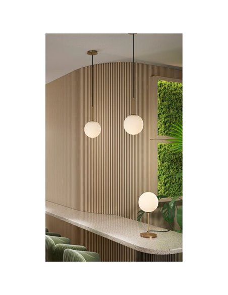 Lámpara Colgante PARMA Ø18cm  Oro Viejo Mate o Negro /Opal, LED E27 15W, IP44