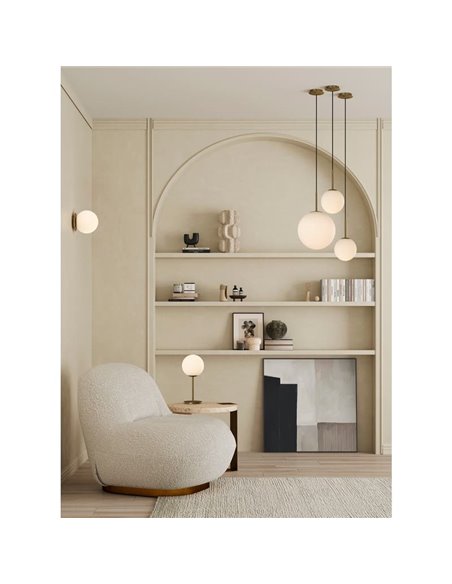 Lámpara Colgante PARMA Ø18cm  Oro Viejo Mate o Negro /Opal, LED E27 15W, IP44