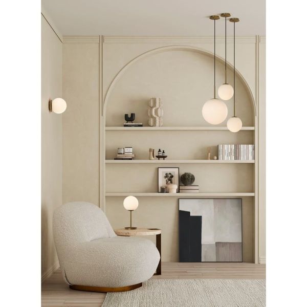 Lámpara Colgante PARMA Ø18cm  Oro Viejo Mate o Negro /Opal, LED E27 15W, IP44