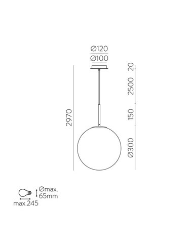 Lámpara Colgante PARMA Ø30cm  Oro Viejo Mate o Negro /Opal, LED E27 15W, IP44