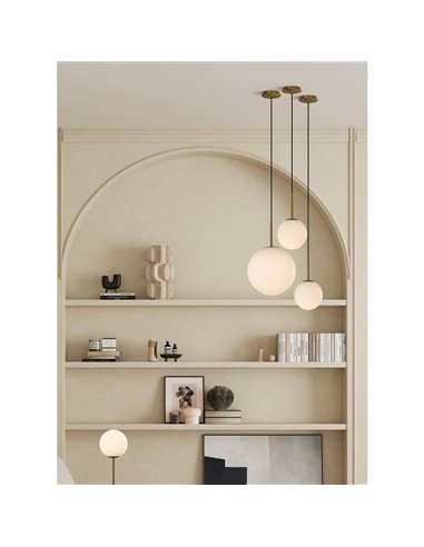 Lámpara Colgante PARMA Ø30cm  Oro Viejo Mate o Negro /Opal, LED E27 15W, IP44