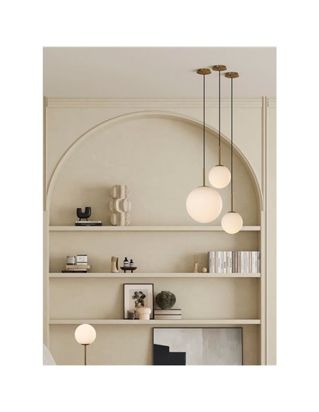 Lámpara Colgante PARMA Ø30cm  Oro Viejo Mate o Negro /Opal, LED E27 15W, IP44