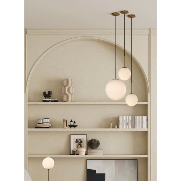 Lámpara Colgante PARMA Ø30cm  Oro Viejo Mate o Negro /Opal, LED E27 15W, IP44