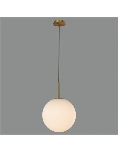 Lámpara Colgante PARMA Ø30cm  Oro Viejo Mate o Negro /Opal, LED E27 15W, IP44
