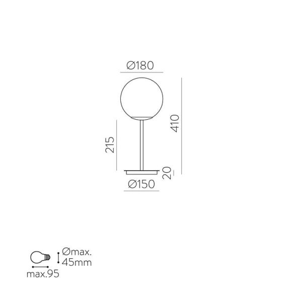 Lámpara de Sobremesa  PARMA Ø 18cm Oro Viejo o Negro Mate/Opal, 15W (LED E27 max. Ø45 mm)