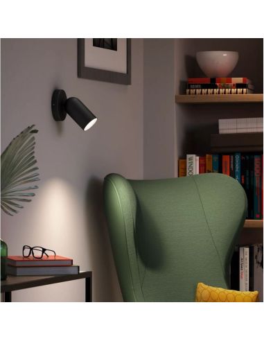 Foco Orientable PONGEE Negro para Techo/Pared interior | LeonLeds