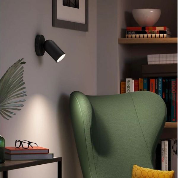 Spot orientable noir PONGEE pour plafond/mur intérieur | LeonLeds