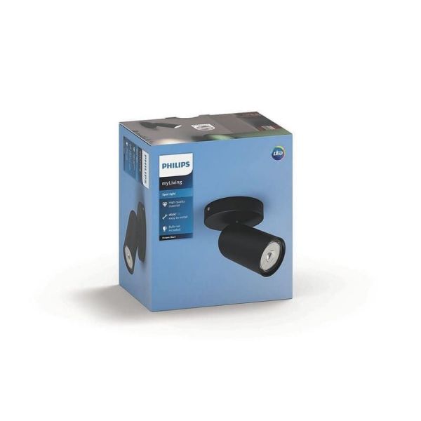 Foco Orientable PONGEE Negro para Techo/Pared interior | LeonLeds