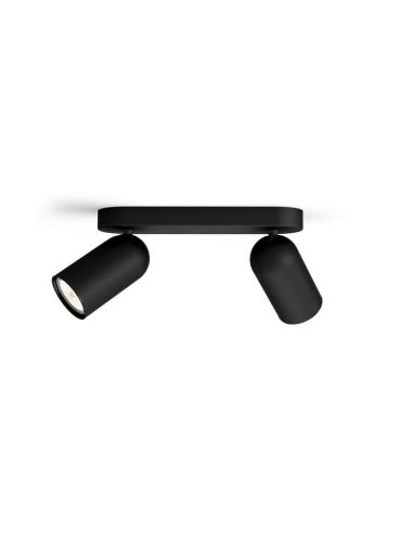 Regleta de 2 Focos Orientables PONGEE Negro IP20 | LeonLeds