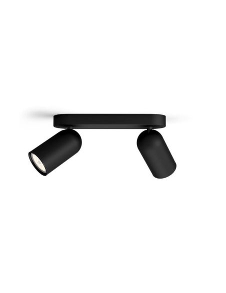 Regleta de 2 Focos Orientables PONGEE Negro IP20 | LeonLeds