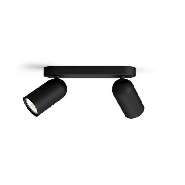 Bande orientable 2 spots PONGEE Black IP20 | LeonLeds