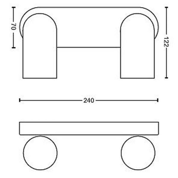 Bande orientable 2 spots PONGEE Black IP20 | LeonLeds