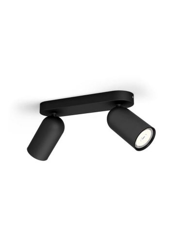 Regleta de 2 Focos Orientables PONGEE Negro IP20 | LeonLeds