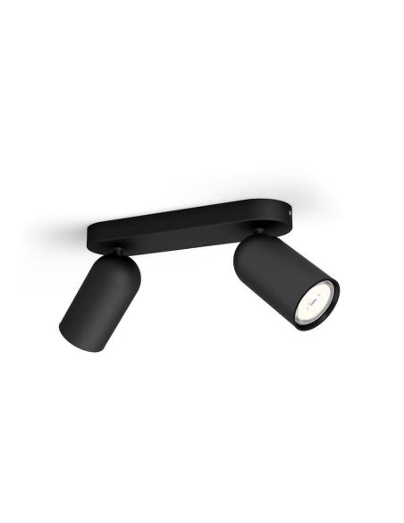 Regleta de 2 Focos Orientables PONGEE Negro IP20 | LeonLeds