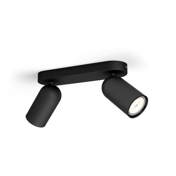 Bande orientable 2 spots PONGEE Black IP20 | LeonLeds