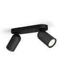 Bande orientable 2 spots PONGEE Black IP20 | LeonLeds