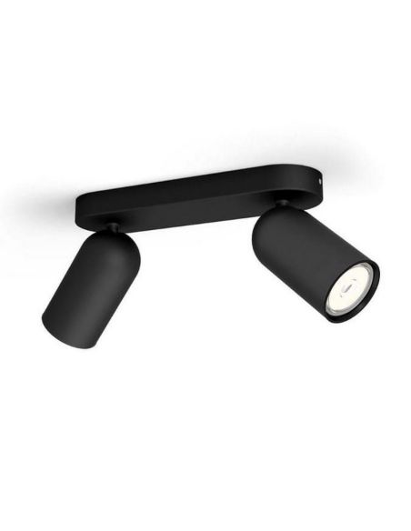 Regleta de 2 Focos Orientables PONGEE Negro IP20 | LeonLeds