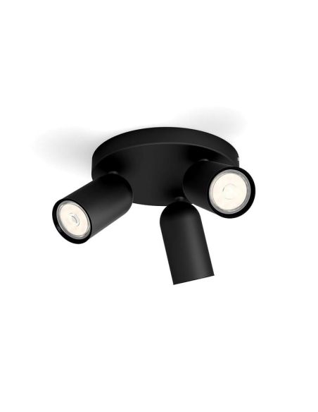 Regleta de 3 Focos de Techo Orientables PONGEE Negro IP20 | LeonLeds