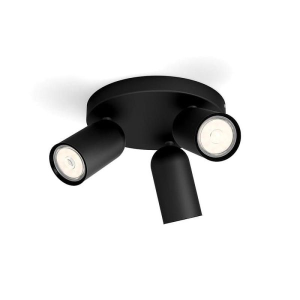 Regleta de 3 Focos de Techo Orientables PONGEE Negro IP20 | LeonLeds