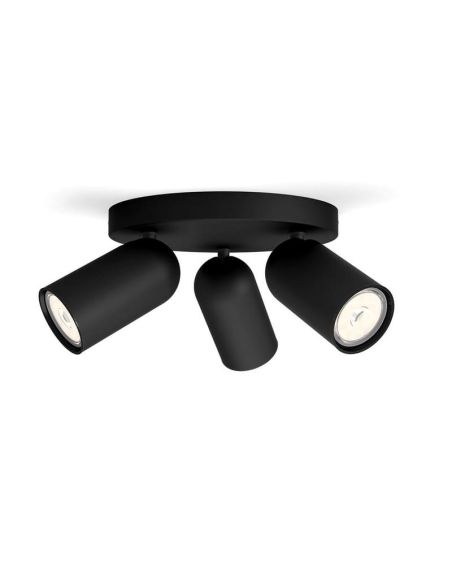 Regleta de 3 Focos de Techo Orientables PONGEE Negro IP20 | LeonLeds