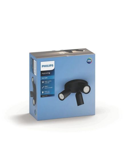 Regleta de 3 Focos de Techo Orientables PONGEE Negro IP20 | LeonLeds