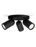 Regleta de 3 Focos de Techo Orientables PONGEE Negro IP20 | LeonLeds
