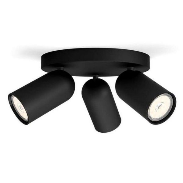 Regleta de 3 Focos de Techo Orientables PONGEE Negro IP20 | LeonLeds