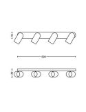 Regleta de 4 Focos Orientables Techo/Pared PONGEE Negro | LeonLeds