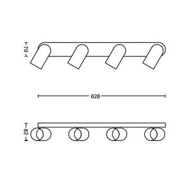 Regleta de 4 Focos Orientables Techo/Pared PONGEE Negro | LeonLeds