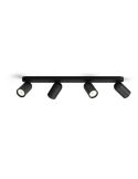 Regleta de 4 Focos Orientables Techo/Pared PONGEE Negro | LeonLeds