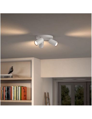 Regleta de 3 Focos de Techo Orientables PONGEE Blanco | LeonLeds