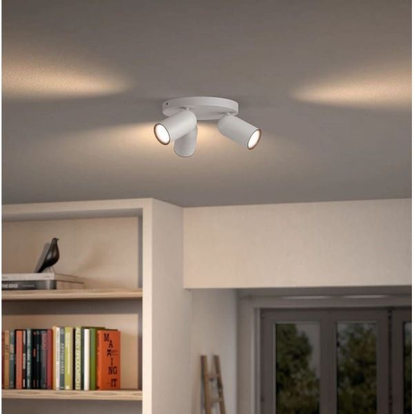 Plafonnier réglable à 3 spots PONGEE blanc | LeonLeds