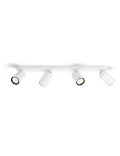 Bande de spots orientables pour plafond/mur à 4 spots PONGEE blanche | LeonLeds
